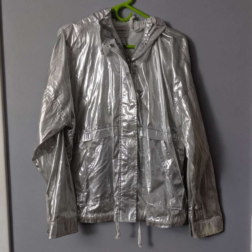 Forever 21 Silver Rain Jacket